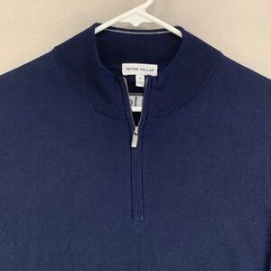 Peter Millar Merino Wool 1/4 Zip Sweater Mens XL Navy Blue Long Sleeve‎ Pullover